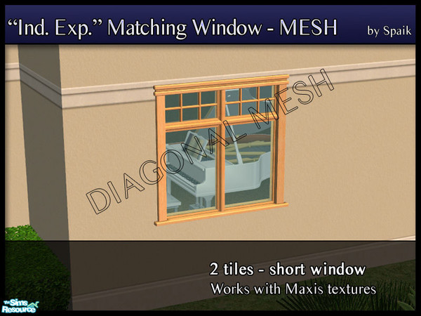 Sims 2 — Independent Expressions 2-tile short window DIAGONAL by Spaik — Matching window for Maxis Independent