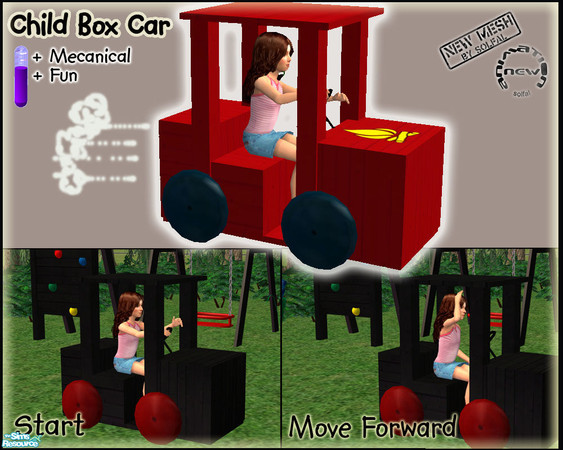 Sims 2 — Child Box Car by solfal — Box car that can be used by childs. It moves a little forward and then back again. The