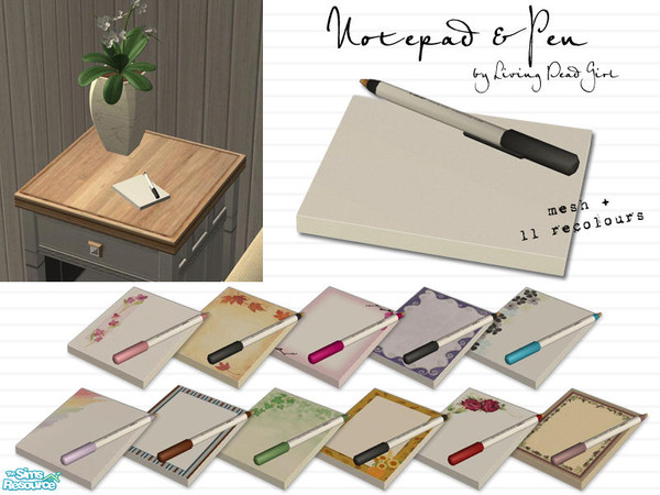 Sims 2 — Notepad & Pen by Living Dead Girl — Useless clutter. No EP required.