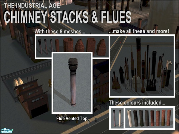 Sims 2 — Chimney Flue (Vented Top) by Cyclonesue — Mix and match to make 100s combinations! Found under Build/Columns.