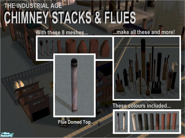 Sims 2 — Chimney Flue (Domed Top) by Cyclonesue — Mix and match to make 100s combinations! Found under Build/Columns.