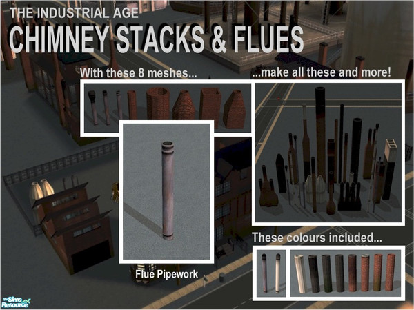 Sims 2 — Chimney Flue (Main Trunk) by Cyclonesue — Mix and match to make 100s combinations! Found under Build/Columns.