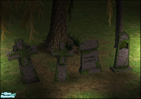 Sims 2 — Tombstones by sim_man123 — Set of 4 new tombstone meshes. Tombstone 2 uses all textures from Tombstone 1. All