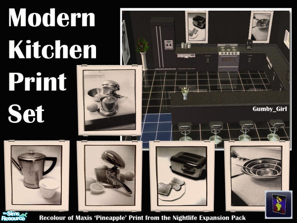 Sims 2 — Modern Kitchen Print Set by Gumby_Girl — A set of 5 Modern Kitchen Prints. Recolours of the Maxis \'Pineapple\'