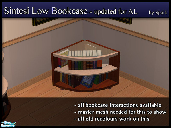 Sims 2 — Sintesi Low Bookcase updated for AL - MESH by Spaik — The low bookcase from my Sintesi Study set, updated to