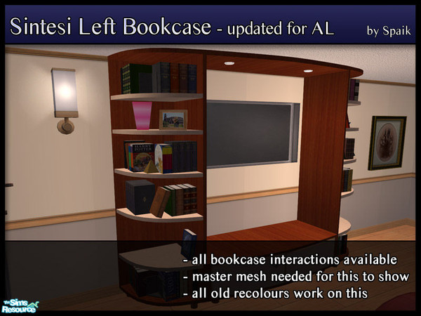 Sims 2 — Sintesi Left Bookcase updated for AL - MESH by Spaik — The left bookcase from my Sintesi Living room set,