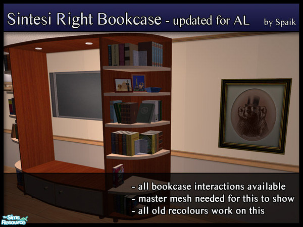 Sims 2 — Sintesi Right Bookcase updated for AL - MESH by Spaik — The right corner bookcase from my Sintesi Living room