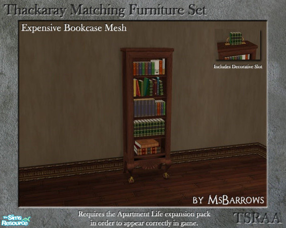 Sims 2 — Thackaray Set - Bookcase (Expensive) by MsBarrows — A bookcase filled with expensive books, created to match the