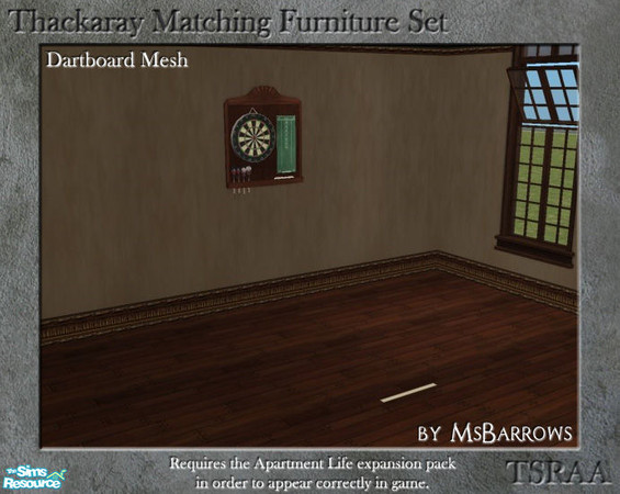 Sims 2 — Thackaray Set - Dartboard by MsBarrows — A dartboard created to match the Thackaray Chair from Apartment Life.