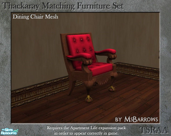 Sims 2 — Thackaray Set - Dining Chair by MsBarrows — A dining chair version of the Thackaray Chair from Apartment Life.