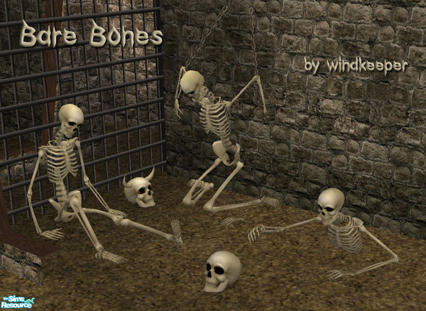 Sims 2 — Bare Bones by Windkeeper — What is a dungeon without a skeleton? Add this bone chilling touch to your spooky