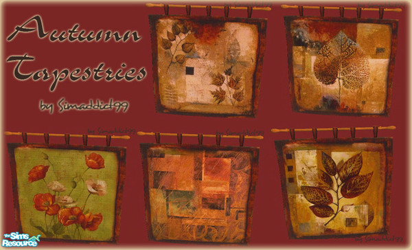 Sims 2 — Autumn Tapestries by Simaddict99 — Set of 5 beautiful Autumn themed tapestries. Note: these files require my