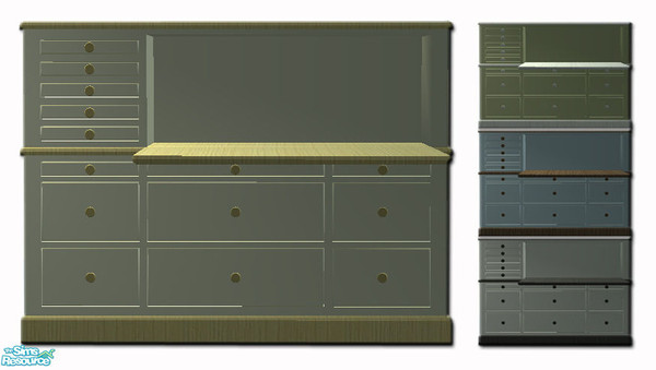 Sims 2 — Beach House Bureau Desk Mesh by simtomatic — With additional slots.