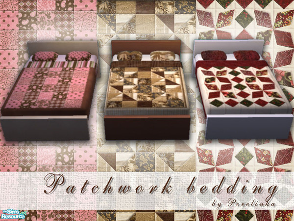 Sims 2 — PATCHWORK BEDDING by perelinka — Set of 3 patchworks. Great for Bon Voyage EP.