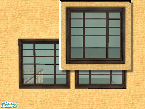 Sims 2 — High Tech Window - dark metal frame by chrissy6930 — Recolor of the High Tech Loft Window in dark metal.