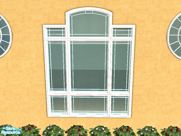 Sims 2 — Octothorp Window - silver frame by chrissy6930 — Recolor of the Octothorp Atrium Window in silver. Wallpaper by
