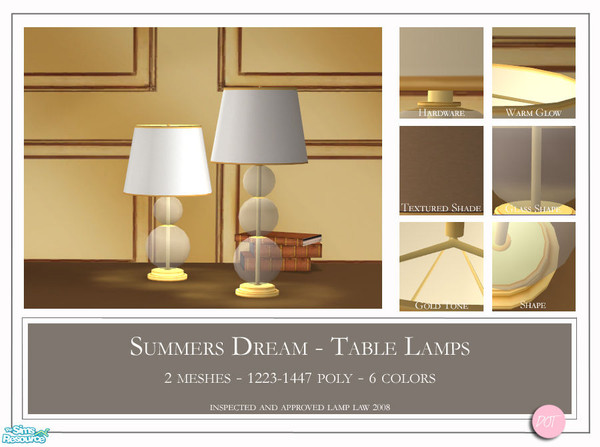 Sims 2 — Summers Dream Table Lamps by DOT — Summers Dream Table Lamps. 2 Meshes Plus Recolors. Sims 2 by DOT of The Sims