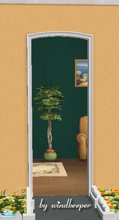Sims 2 — Belangie archway by Windkeeper — Uses all the colors of Maxis Lafenetre window. Looks great with sidelight