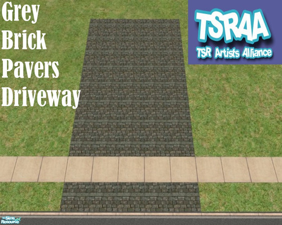 Sims 2 — Grey Brick Pavers Driveway by TSR Archive — Grey Brick Pavers Driveway part of a set of 9 Driveways each package