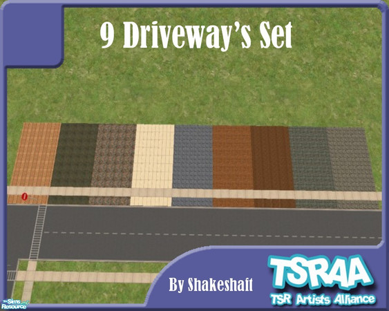 Sims 2 — 9 Driveways Set by TSR Archive — Here is a Set of 9 Driveways each package also re-colours the Extension, all