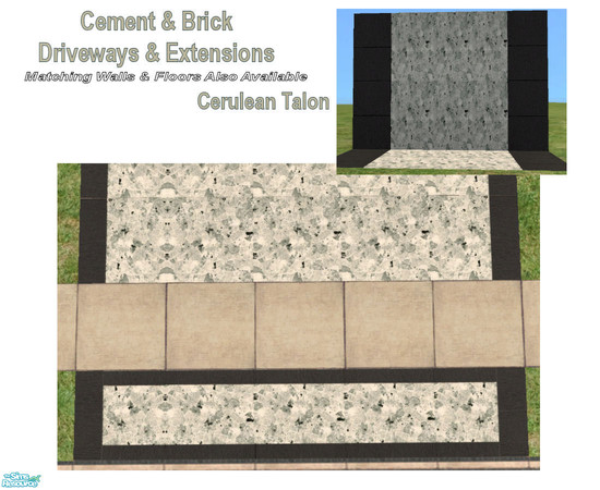 Sims 2 — Driveways and Extensions - Dark Concrete and Granite by Cerulean Talon — Stone, cement and brick driveways that