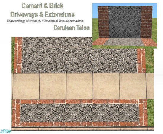 Sims 2 — Driveways and Extensions - Concrete and Orange Brick by Cerulean Talon — Stone, cement and brick driveways that