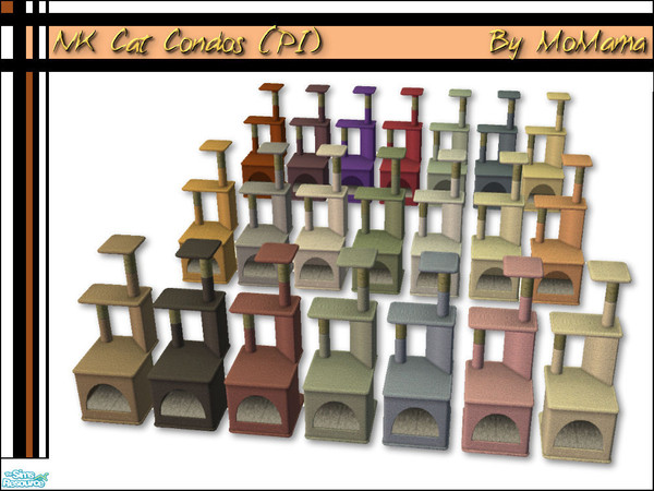 Sims 2 — NK Cat Condos by MoMama — A set of cat condo recolors in 21 colors for your feline sims with sensitive tastes.