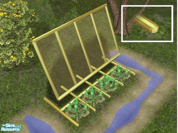 Sims 2 — Tubular Fence (Gold) by Cyclonesue — One of six tubular fences in metallic colours - ideal for glass domes and