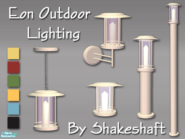 Sims 2 — Eon Outdoor Lighting by Shakeshaft — A collection set of matching outdoor lighting, a Hanging Lamp, Wall Lamp,