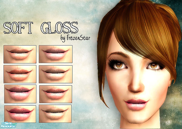 Sims 2 — Soft Gloss Set by FrozenStarRo — New set of lips, natural tones with a soft glossy shine. Enjoy!