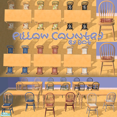 Sims 2 — Pillow Country by DOT — Pillow Country Pillows tied to chairs, Country Style. Mix and Match Pillows and Chairs.