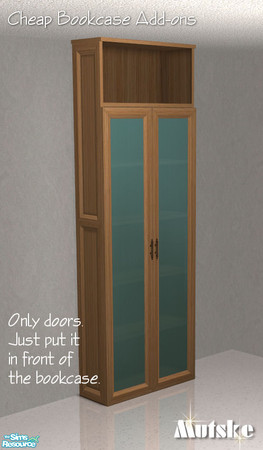 Sims 2 — Bookcase Cheap Tall Doorglass 02 by Mutske — ** Updated **. If you put something behind the glass doors, you can