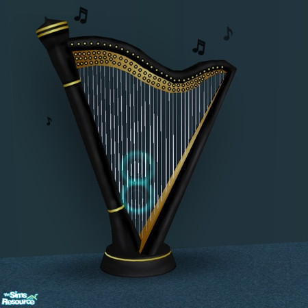 Sims 2 — MESH_Enchanted Harp by Dr Pixel — UPDATED Oct 6 - The harp will no longer conflict with my Violin Stereo -