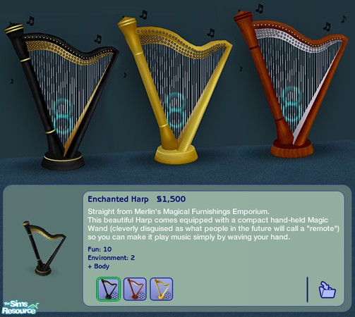 Sims 2 — Enchanted Harp by Dr Pixel — Straight from Merlin's Magical Furnishings Emporium, this beautiful Harp comes