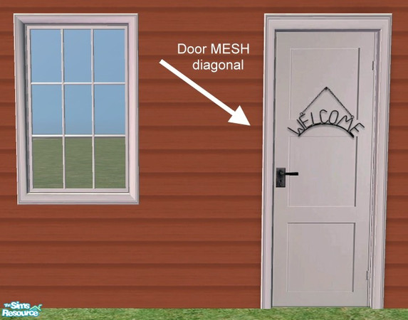 Sims 2 — Simple Sign Door - MESH diagonal by Bitzybus — Meshfile, you will need the straight meshfile too. Could be used