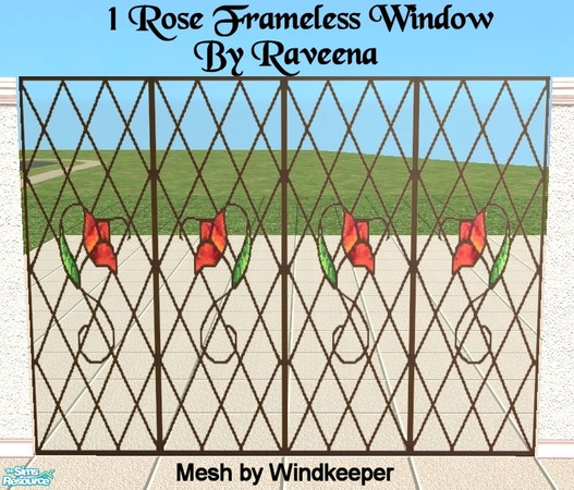 Sims 2 — One Rose Frameless Window by Raveena — You need Windkeepers 'Frameless window mesh' Link is below.