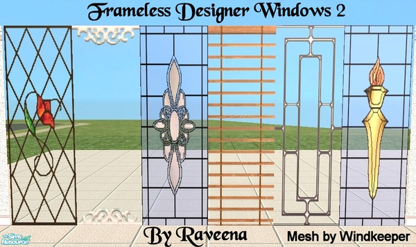 Sims 2 — Frameless Designer Windows 2 by Raveena — Another set of designer windows using Windkeepers 'Frameless Window