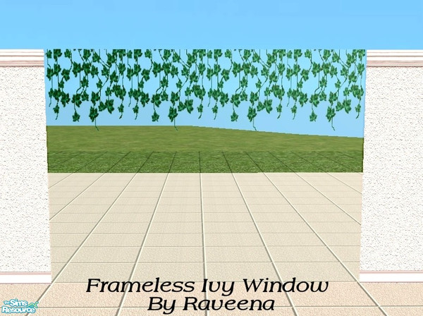 Sims 2 — Frameless Ivy Window by Raveena — Pic shows 4 windows together. You need Windkeepers Frameless window mesh for
