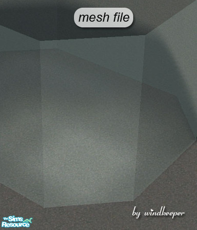 Sims 2 — Frameless window, glass only diagonal by Windkeeper — Diagonal version of glass only window. You need this file