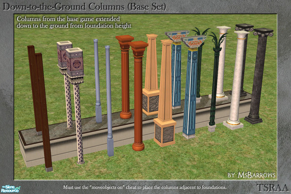 Sims 2 — Down-to-the-Ground Columns (Base Set) by MsBarrows — What do you do when your house is on a foundation and your