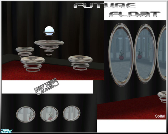 Sims 2 — Future Float by solfal — Includes Dining Table, Dining Chair, Table Lamp and two windows. The windows does not