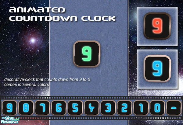 Sims 2 — Animated Countdown Clock by TSR Archive — Treasure the memories of your first interstellar flight with this