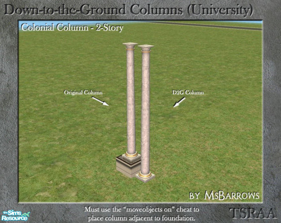 Sims 2 — Down-to-the-Ground - Colonial 2-Story Column by MsBarrows — What do you do when your house is on a foundation