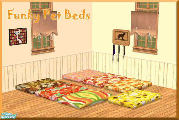 Sims 2 — Funky Pet Beds by billygirl — Tired of those drab, cheap pet beds? Well, these are anything but drab. They\'re