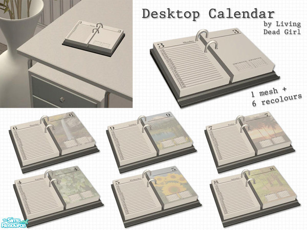 Sims 2 — Desktop Calendar by Living Dead Girl — Useless clutter. No EP required.