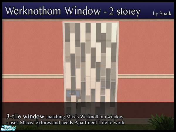 Sims 2 — Werknothom Window 2-storey 3-tile by Spaik — This 2-storey window matches Maxis Werknothom windows. It borrows