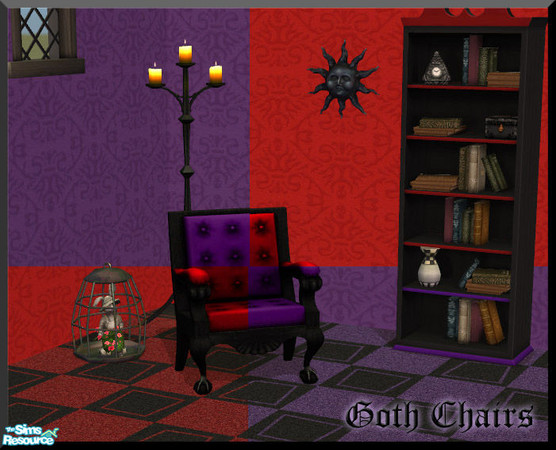 Sims 2 — Goth Chairs by billygirl — A couple of chairs in purple and red for the evil witches out there.