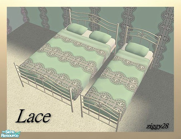 Sims 2 — Lace Bedding Set - Mint by ziggy28 — No expansion pack required.