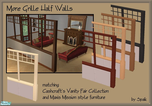 Sims 2 — More Grille Half Walls Set by Spaik — Some more half walls with the grille pattern on the upper side, this time