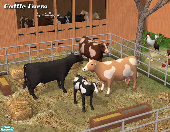 Sims 2 — Cattle Farm by Windkeeper — *Jun 17/06 updated to remove shine* Populate your farm with farm animals: cows,